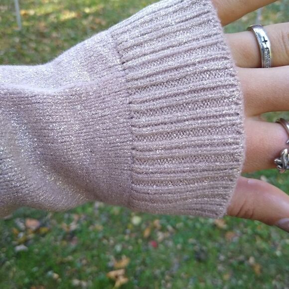 Via Delle Perle Sweater Women's Medium Virgin Wool Metallic Gold Tunic - Picture 6 of 12